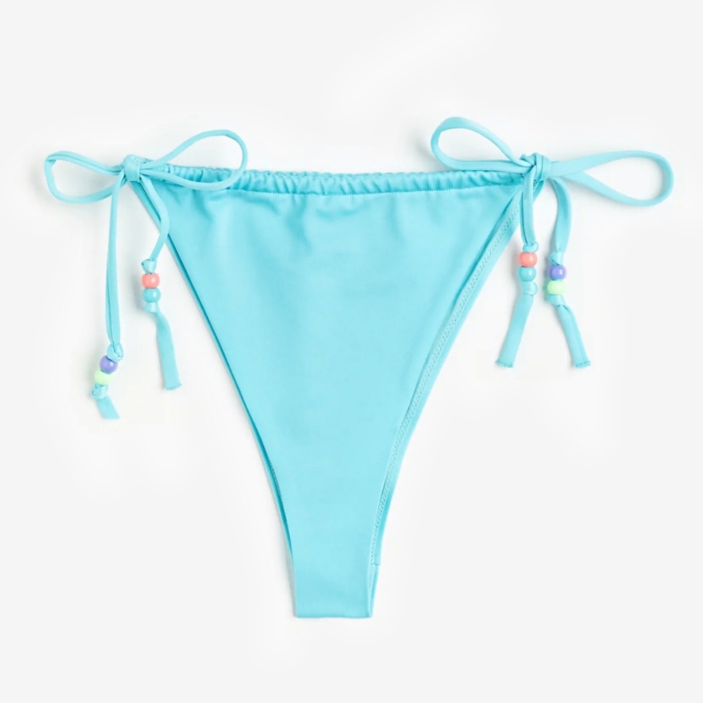 NEW H&M Divided Drawstring Tie Side High Cut Brazilian Bikini Bottoms Beaded XL
